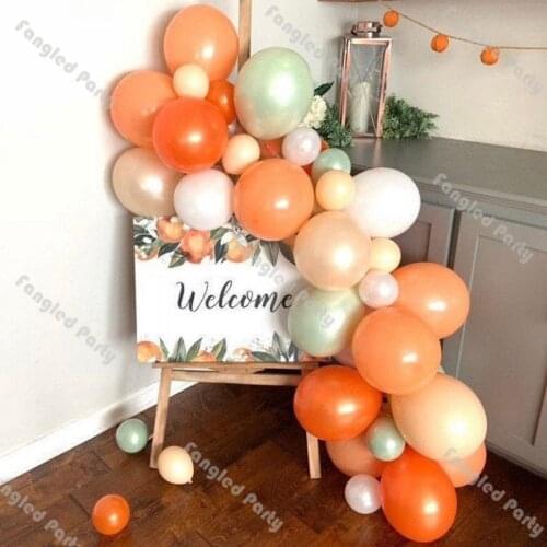 55pc Doubled Rose Gold Champagne Balloon Garland Kit Matte Orange White Yellow Gender Reveal Baby Shower Birthday Party Supplies