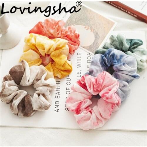 LOVINGSHA Women Gradient Color Hair Accessories Hair Tie Ladies Girl Scrunchies Ponytail Hair Female Holder Rope FC262