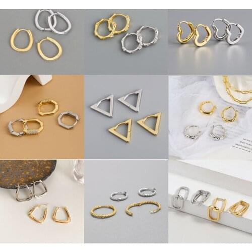 VENTFILLE 925 Sterling Silver Triangle Hoop Earrings Women Fashion Retro Romantic Temperament Light Luxury Jewelry Accessories