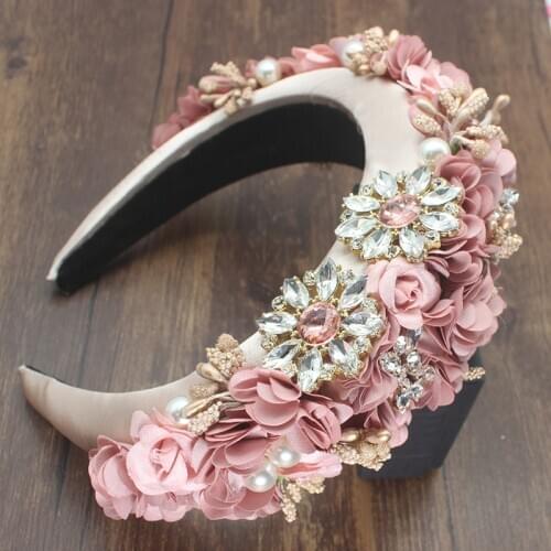 Bohemian Fashion Flower Headband Luxury Temperament Sponge Crystal Rhinestones Headband For Women Accessories Wedding Party