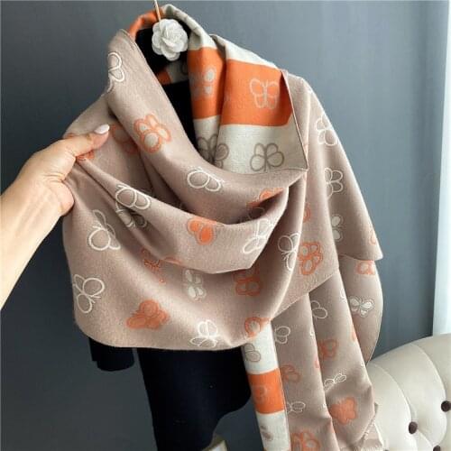 Winter Cashmere Scarf Pashmina Shawls and Wraps Thick Warm Blanket Female Soft Neckerchief Printed Bufanda Hijab Stoles 2021
