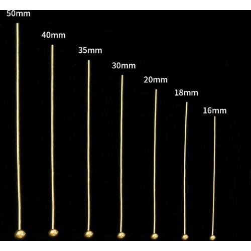 200pcs/lot Gold Silver Color Head Pins 16 20 25 30 40 50 mm Metal Ball Heads Pins For Jewelry Making Findings Accessories
