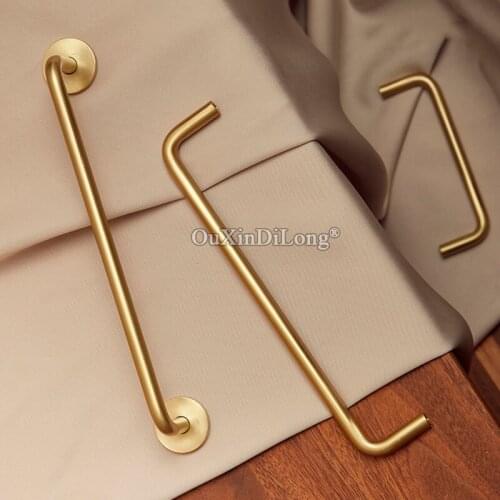 1PCS 3.77''-15.74'' Solid Brass The Simplest Knob and Handle Satin Brass Long handle Nordic Drawer Pull Cabinet Door Knobs GF498