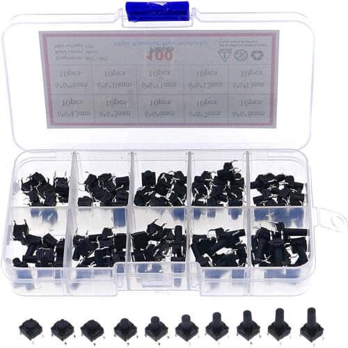 100pcs /Box 10value 6x6 Waterproof Tact Switch TV Induction Cooker Button Copper Foot Dustproof Micro Switch