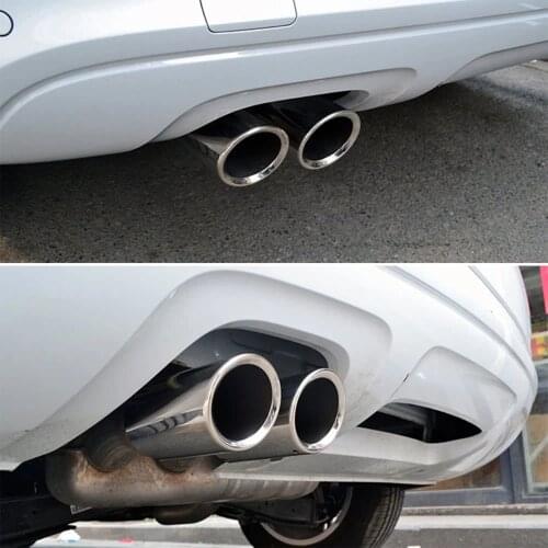 2PCS Car Exhaust Tail Pipes Muffler Tips, Stainless Steel Universal Car Muffler Exhaust Tail Tip for VW BMW 325i 328i