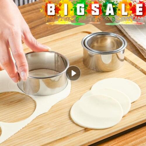 3pcs /Set Stainless Steel Round Dumplings Molds Cutter Maker Cookie Cake Pastry Wrapper Dough Cutting Accessories Kitchen Gadget