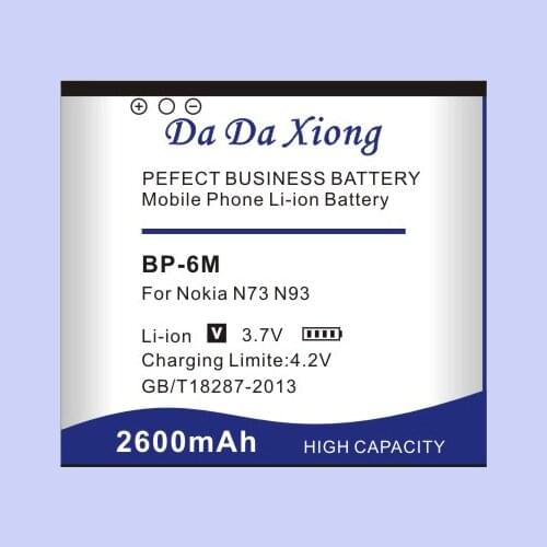 Da Da Xiong 2600mAh BP-6M Battery for Nokia N73 N77 N93 N93S6151 6233 6234 6280 6288 9300 9300i Phone battery