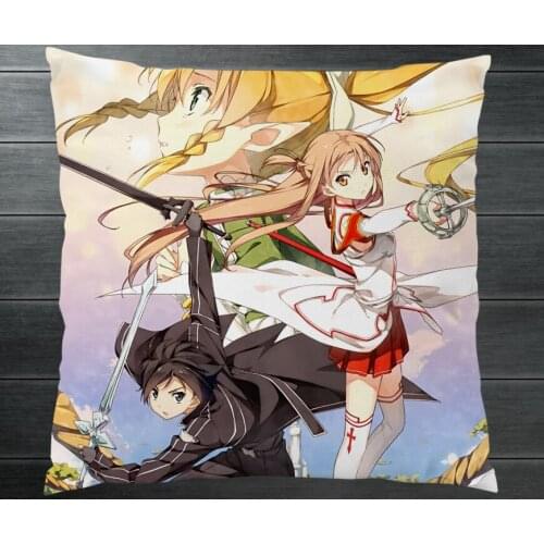 Anime Novel SAO Sword Art Online Kirito Yuuki Asuna Two Side Pillowcases Hugging Pillow Cushion Case Cover Manga Cosplay Gift P5