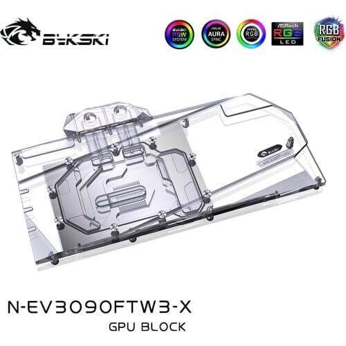 Bykski N-EV3090FTW3-X GPU Block with Backplate for EVGA RTX3080 3090 FTW3