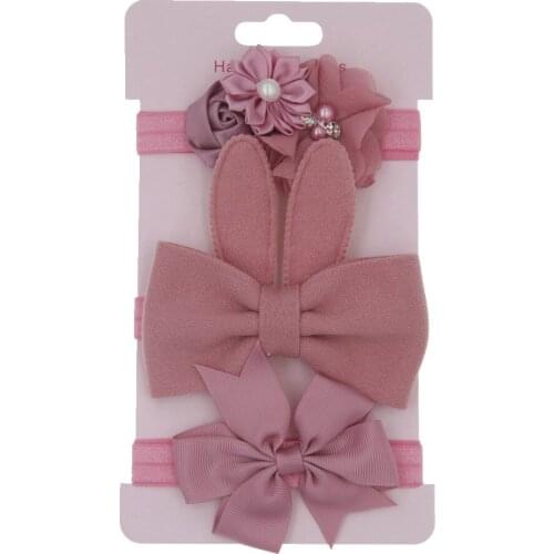 Wowsoroe 3Pcs/lot Kids Elastic flower headband Headbands Hair Girls Bowknot Hairband hair accessories set photography headwear
