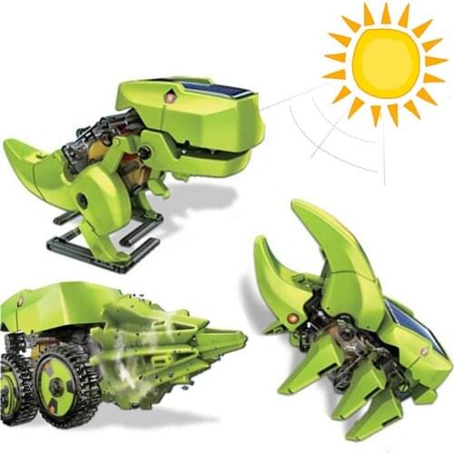 DIY 3-in-1 Solar Energy Robot Childrens Toy Dinosaur Insect Drilling Machine Deformation Panel Power Supply Toy Gifts for Kids