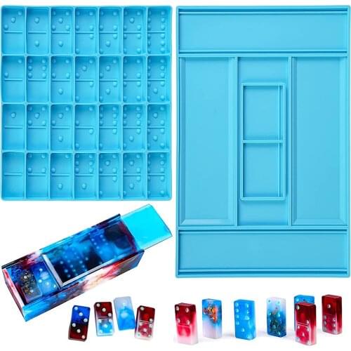 Domino Molds for Resin Casting, Candy Clay Mold Dominoes Silicone Mold for Pendant Epoxy, Cake Jewelry Making Tools