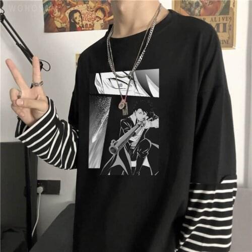 Japan Anime Moriarty The Patriot Shooter Sebastian Manga Tshirt Harajuku Casual Long Sleeve Tshirt Summer Unisex Fake Two Tops