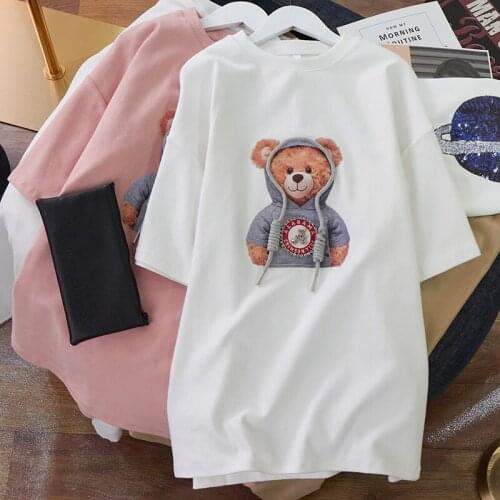 Korean Style Oversized T-Shirt Women T-Shirt Printing Summer 2021 Women Casual Loose Kawaii T-Shirt Top Cartoon Graphics Women