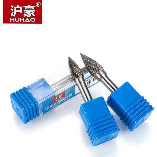 HUHAO 2pcs/lot 6mm Shank Tungsten Steel Cutter Metal Grinding Carving Rotary File Cylindrical Router Bit Polishing G Type