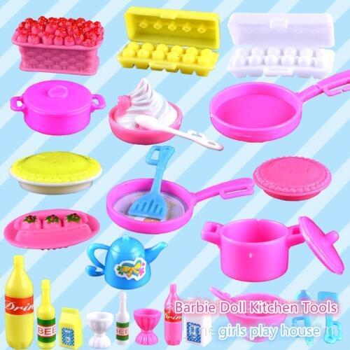 Girls toys play house Mini Simulation tableware 1/6 dolls Kitchen pots and pans dishes glasses cutlery for barbie doll