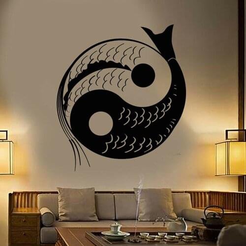 Yin Yang Wall Decal Pisces Buddhist Fish Symbol Creative Door Window Vinyl Stickers Yoga Studio Meditation Room Home Decor E644