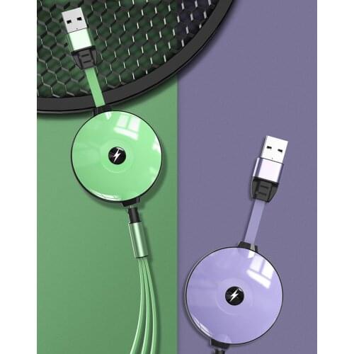 Three-in-one data fast charging cable creative single-pull expansion for the phone system of Micro, Type-C, IiPhone