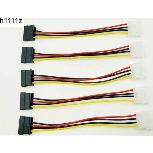 5PCS SATA Power Cable IDE to Serial ATA SATA HDD Hard Drive Power Adapter Cable Cord 15Pin SATA to 4Pin IDE Power for BTC Mining
