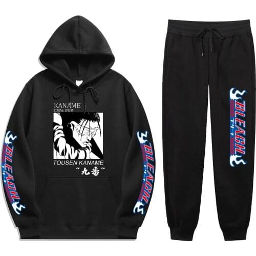 Japan BLEACH Anime Print mens sets 2 Pieces Sets Winter Sweatshirt+Drawstring Pants Hoodies hoodie sets Sweatshirt Cosplay