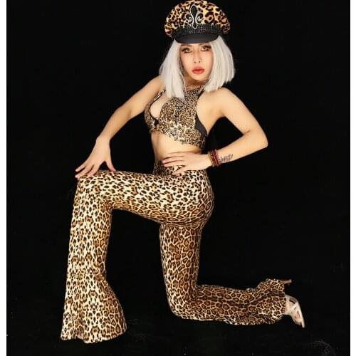 Sexy Pole Dance Clothing Leopard Clubwear Gogo Dancer Outfit Drag Queen Costumes Festival Clothing Designer Clothes JL2454