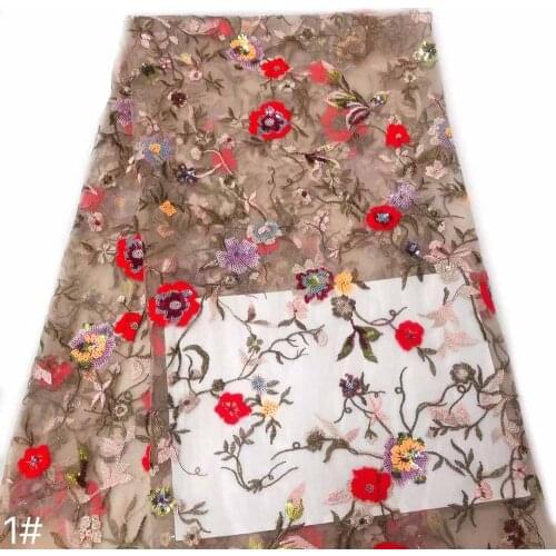 Sequins Craft African Lace Fabric French Mesh Swiss Tulle Embroidery Sewing Design Banquet Party Wedding Dress 5 Yards Wholesale