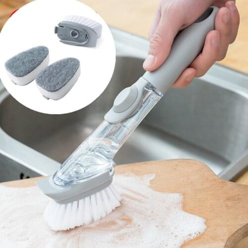 Kitchen Cleaning Brush with Removable Brush head Sponge Soap Dispenser Dish Washing Brush Set Kitchen Cleaning Tools