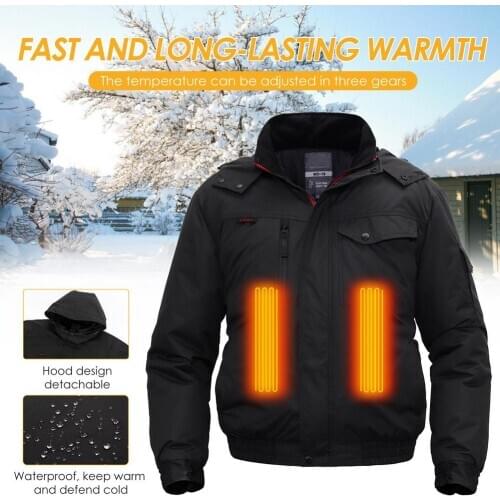 Electric Heated Jackets Vest Cotton Outdoor Coat USB Electric Heating Hooded Winter Thermal Warmer Jackets Winter Outdoor
