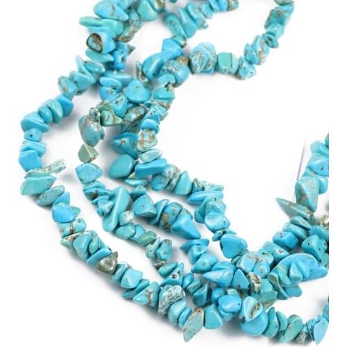 HGKLBB Irregular Natural Stone Blue Turquoises Gravel Chips Beads For Jewelry Making 86cm strand DIY bracelets Necklace Findings
