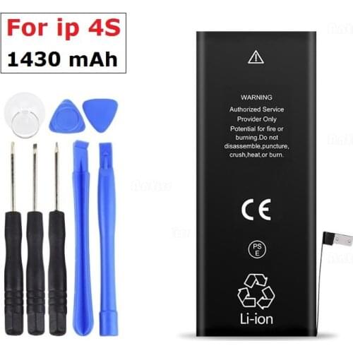 Lithium Phone Real 3.7V 1430mAh Battery For iPhone 4S 4GS iPhone4S Rechargeable Phone Bateria Batteries High Quality