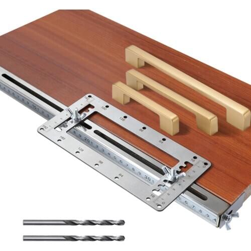 Handle Punching Locator Woodworking Installation Furniture Wardrobe Door Handle Long Stainless Steel Hole Opening Auxiliary Tool