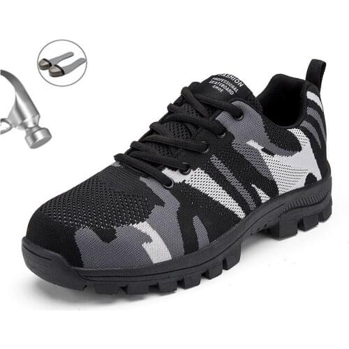 Men Work Safety Shoes Anti-puncture Working Sneakers Male Indestructible Boots With Steel Toe Cap Puncture-Proof Camouflage