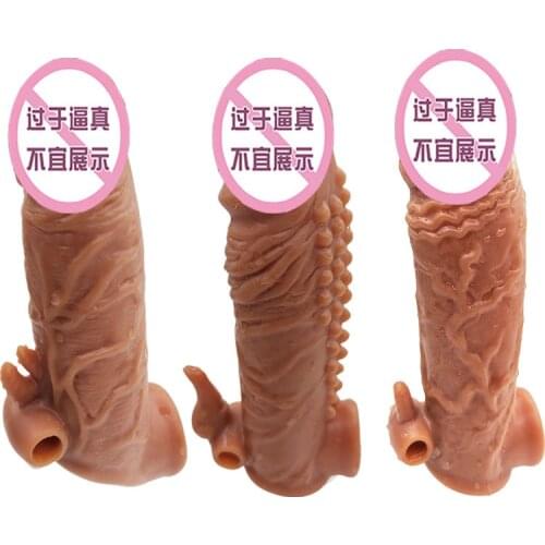 Penis Extension Set 18 Male Dildo Sex Toys Increase Thickening Delay Lock Sex Toys Soft Adult Gifts