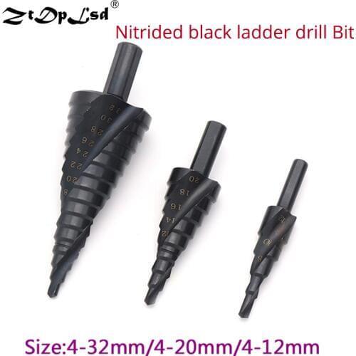 HSS Titanium Nitride Coated Cone Spiral Step Drill Bit Set Metal Hole Cutter Power Cobalt Nitrogen Flute High Speed Steel