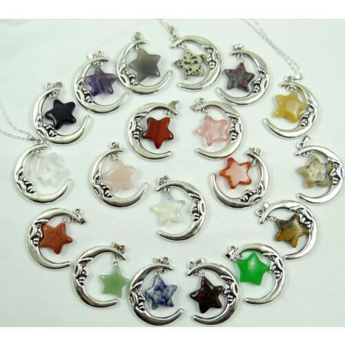 Natural stone Quartz Crystal tiger eye Opal Turquoises lapis moon Pendant for diy Jewelry making necklace Accessories