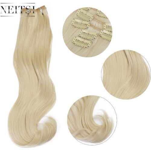 Neitsi 20' 7Pcs/Set Curly Clip in Synthetic Hair Extensions 613
