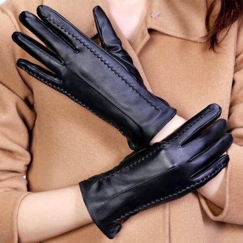 High Quality Elegant Women Synthetic Leather Gloves Autumn And Winter Thermal Hot Trendy Female Glove