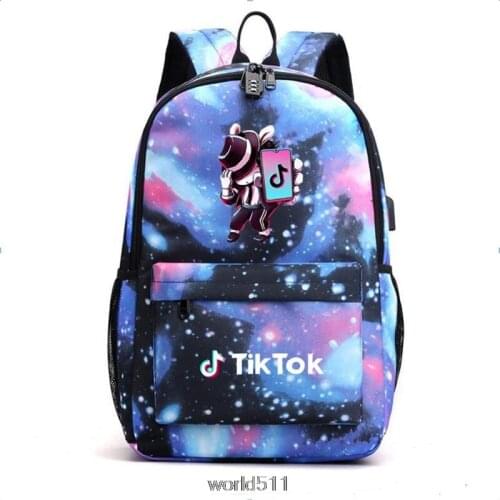 Hot Tik Tok Backpack Multifunction USB Charging Travel Canvas Students Backpack For Teenagers Boys Girls School Bag