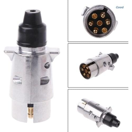 Durable 7 Pin Aluminium Alloy Plug Trailer Towing Electrics 12V Connector EU Plug