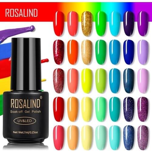 ROSALIND Rainbow Color Gel Polish Colorful Gel Nail Polish All For Manicure Semi Permanent Soak Off Nail Art Design Primer