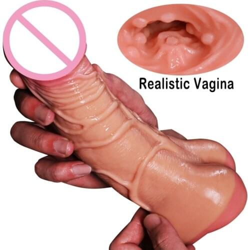 2 In 1 Realistic Vagina Dildo Male Masturbation Pussy Women G-Spot Vagina Stimulaiton Sex Toys