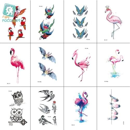 Rocooart Wholesale Tattoo Sticker with Flamingo Swallow Design Body Decoration Temporary Sticker For Kids Girls Art Tattoo