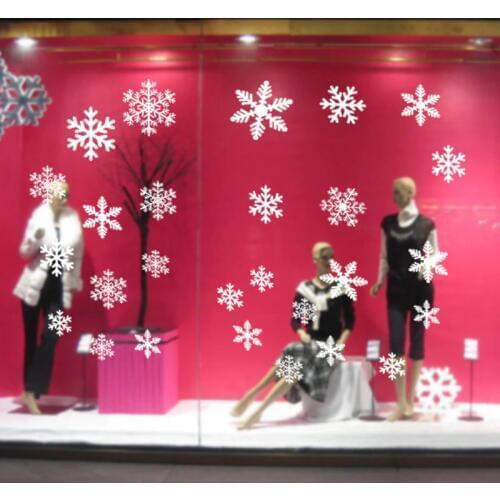 27pcs Christmas Showcase Red White Snowflake Window Showcase Winter Glass Window Wall Stickers Kids Room Home New Year Sticker