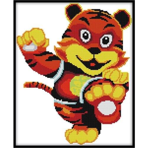 Counted Cross Stitch Cross Stitch Kits Embroidery Needlework Set Stamped Cross Stitch Joy Sunday Ruyi Tiger Decor Animal Printed