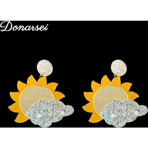 Donarsei Cute Cartoon Sleeping Sun Drop Earrings For Women Funny Dreaming God Of Sun Dangle Earrings Novelty Jewelry