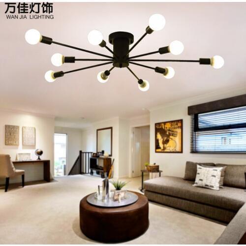 Nordic personality iron art spider ceiling light living room bedroom atmosphere led ceiling light