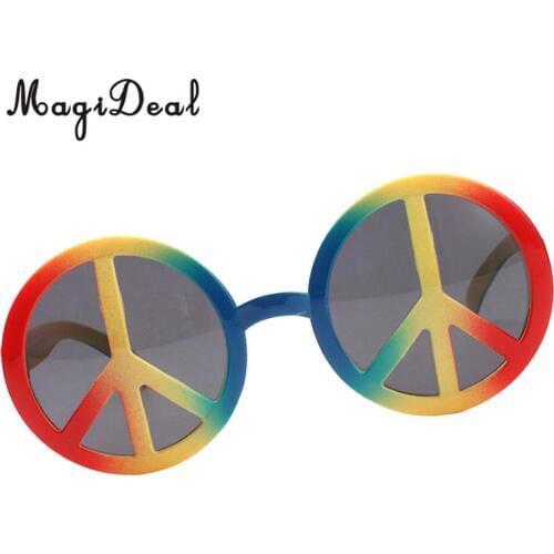 Fashion Rainbow World Peace Sign Sunglasses Costume Eye Glasses Adults Kids Party Photobooth Costume Eyewear
