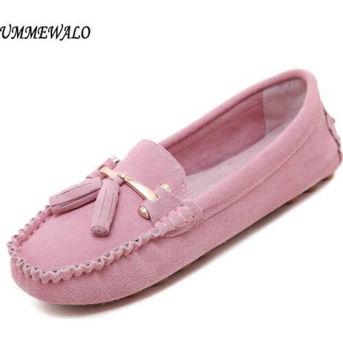 UMMEWALO Shoes Women Suede Leather Loafers Slip On Soft Moccasins Woman Comfortable Round Toe Flats Ladies Casual Flat Shoes