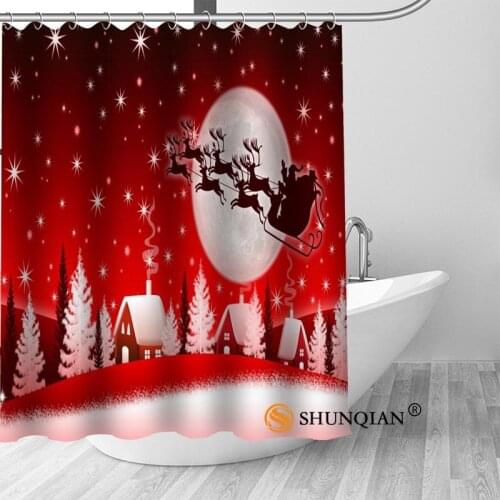 Christmas merry tree Bath Curtain 100% polyester Fabric Modern Shower Curtain bathroom beautiful Bath decor Print your picture