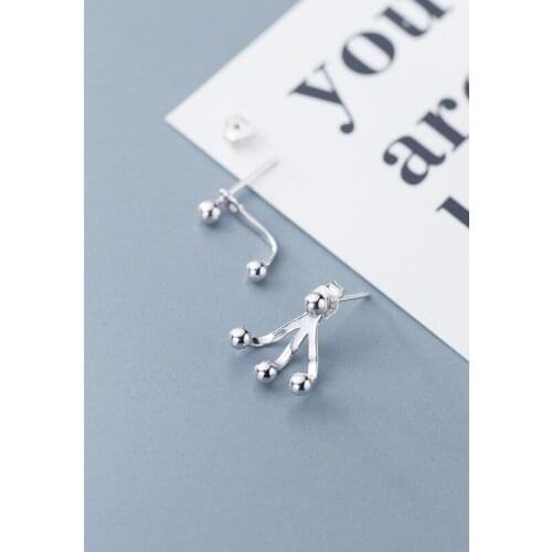 MloveAcc Solid 925 100% Sterling Silver Polished Bead Stud Earrings Women Fashion Sterling Silver Jewelry